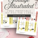 Jessie Willcox smith illustrated Heidi Valentine's day tic tac toe cards on a pink background with candy and glitter.