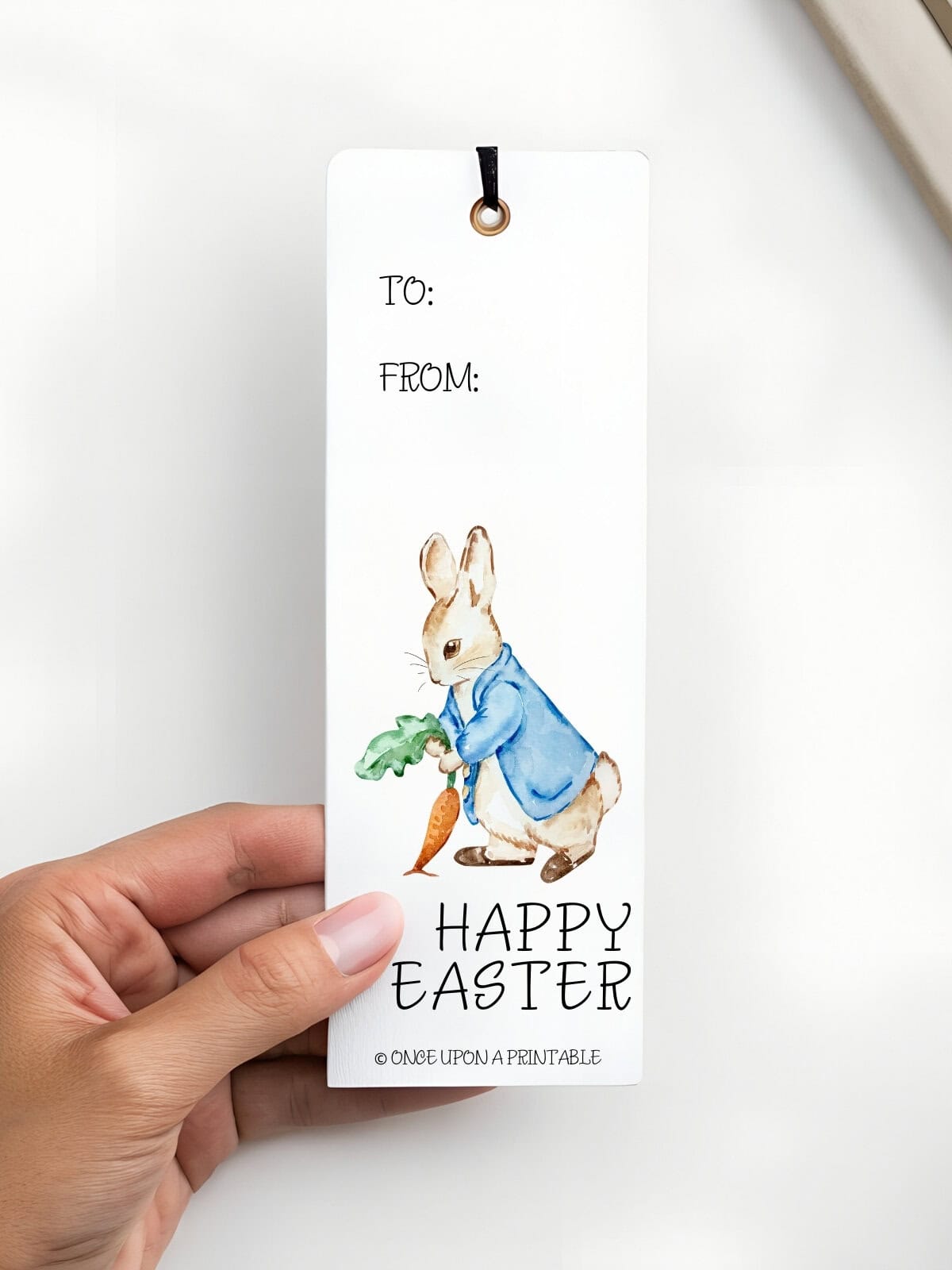 Peter and carrot, Easter bookmark.