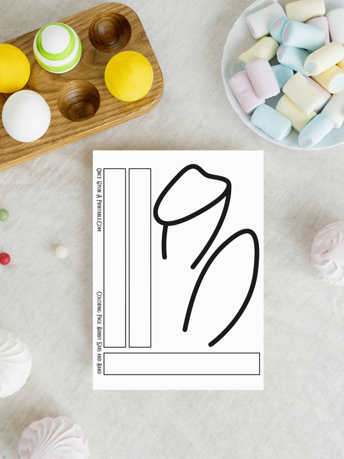 Easter bunny ears headband craft for kids. This blank bunny ears for coloring.