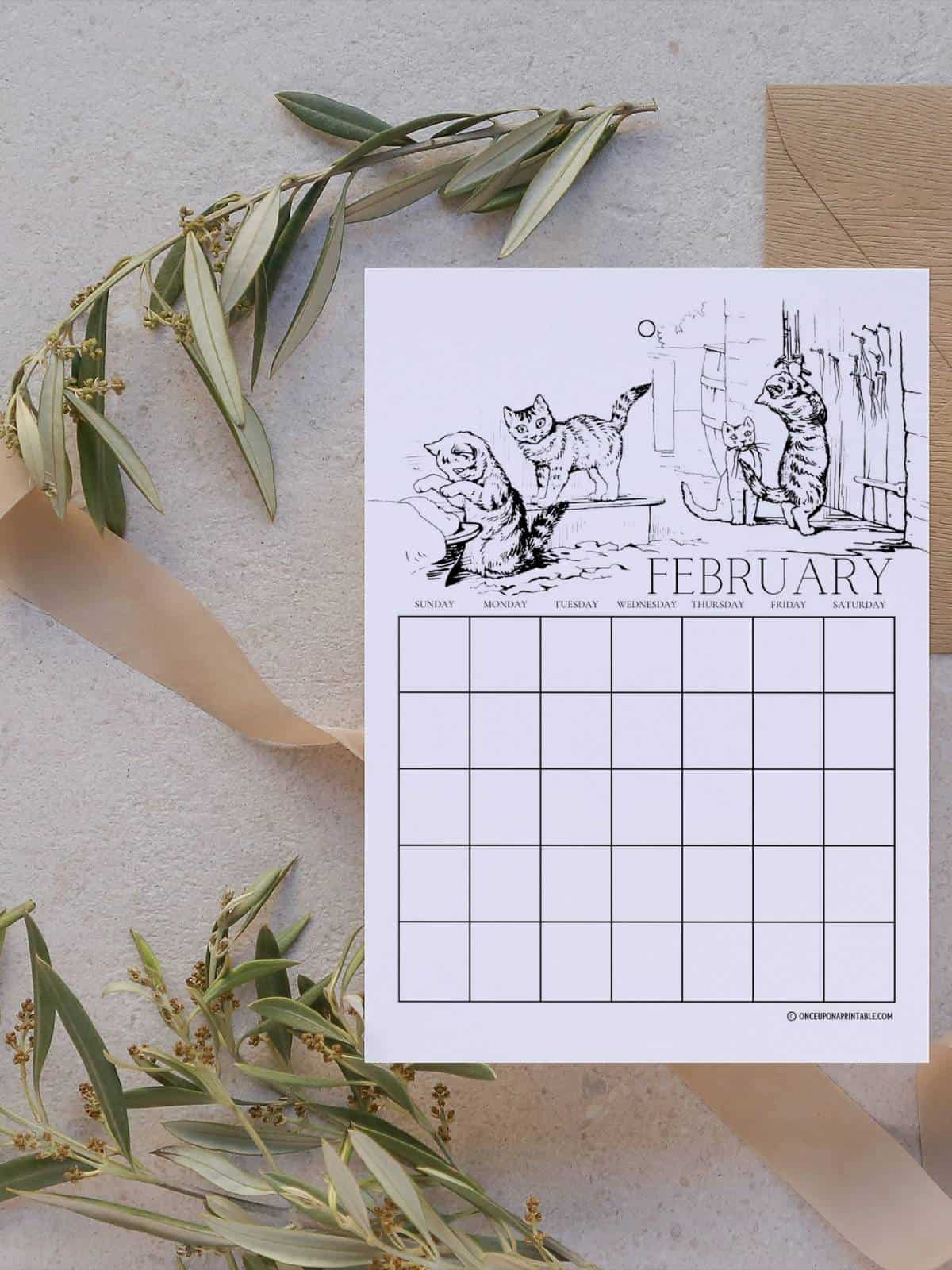 Duchess and Ribby Calendar coloring pages featuring illustrations by Beatrix Potter from the story "The tale of the pie and the Patty-Pan".