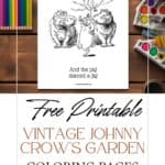 Johnny Crow's Garden coloring pages with coloring pencils and crayons.
