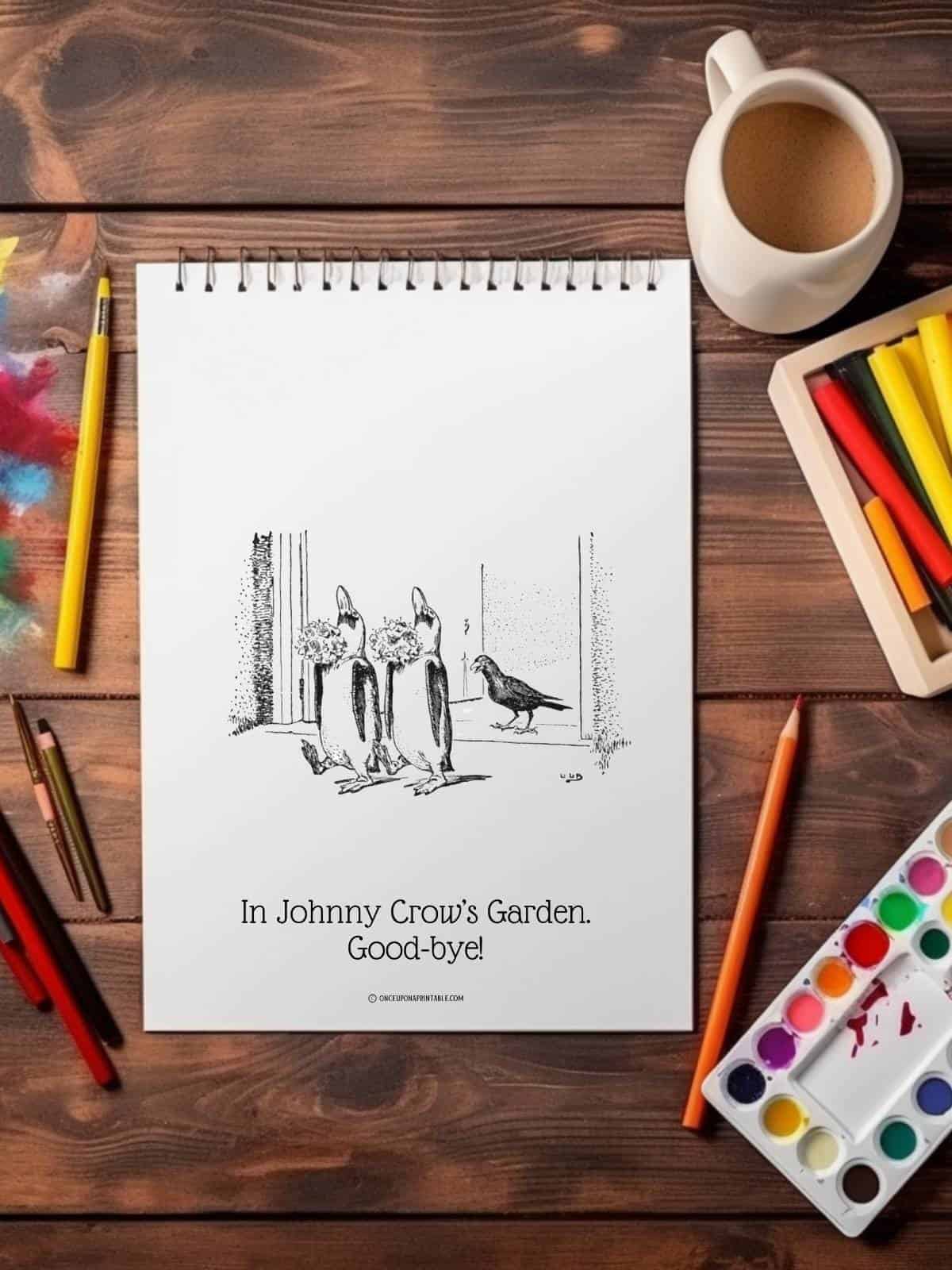 Johnny Crow's Garden coloring pages, "The end". 