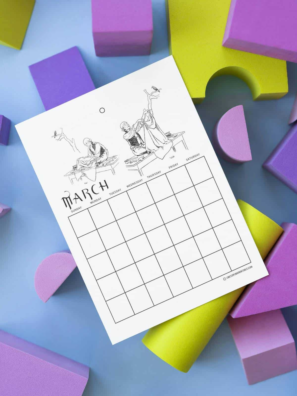 The Tailor and the Crow coloring Calendar page.