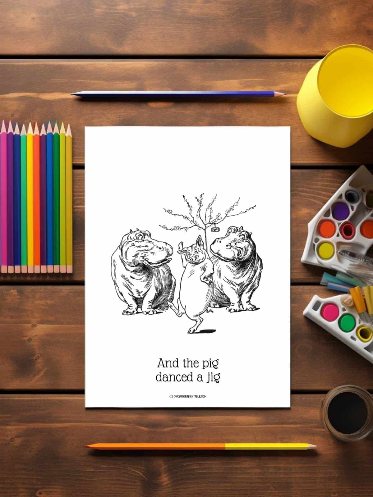 The Pig danced a jig, Johnny Crow's garden coloring page.