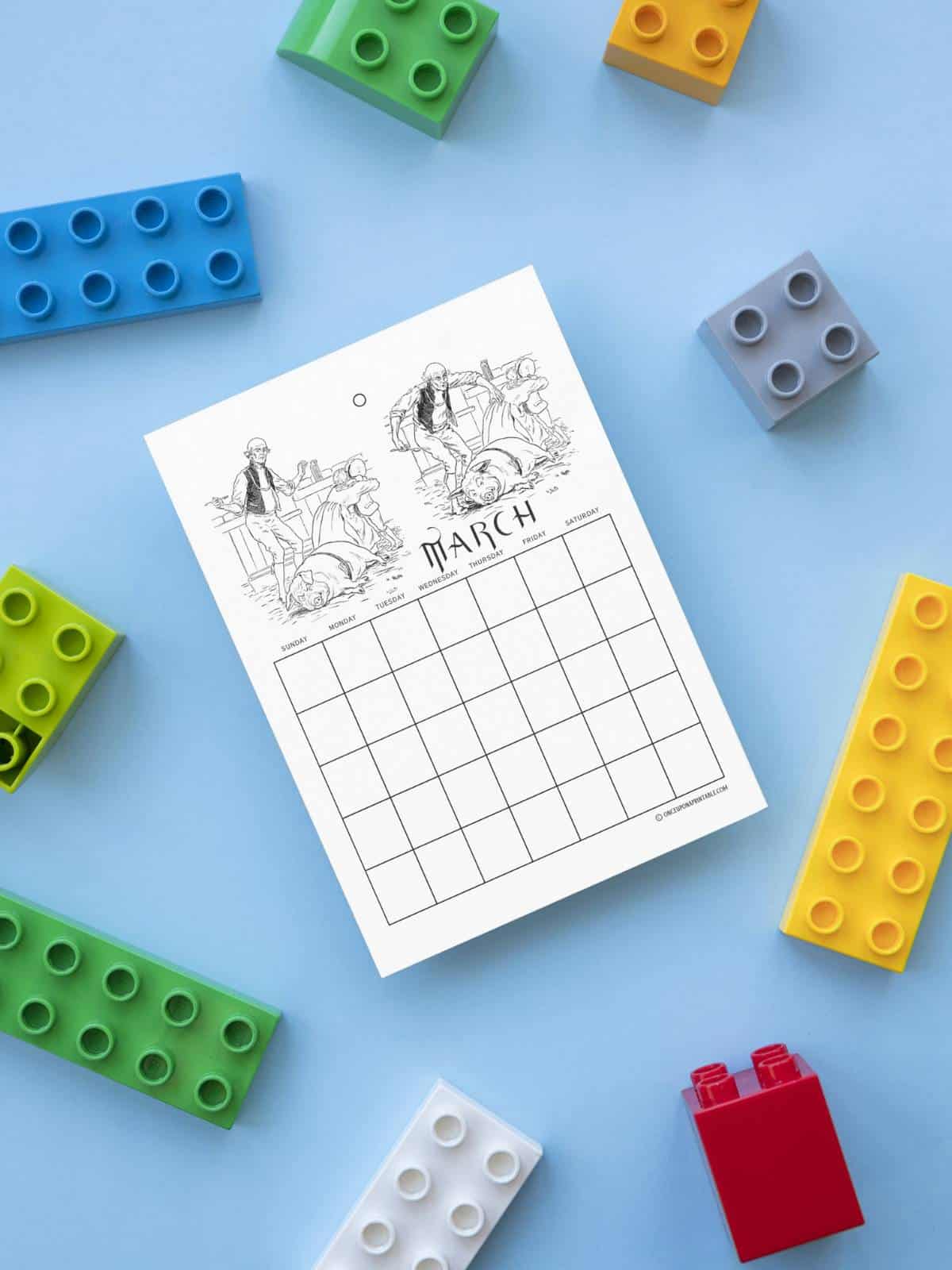 The Tailor and the Crow coloring Calendar page.