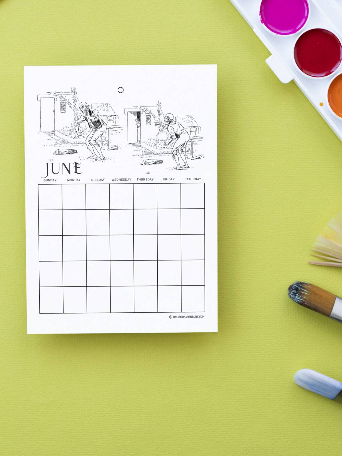 The Tailor and the Crow coloring Calendar page.