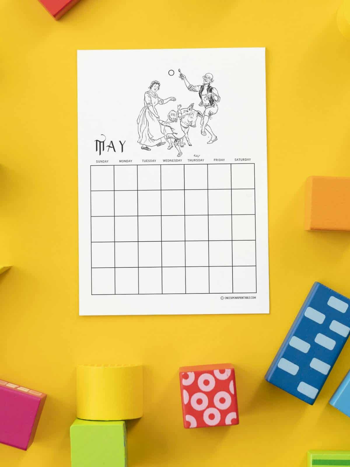 The Tailor and the Crow coloring Calendar page.