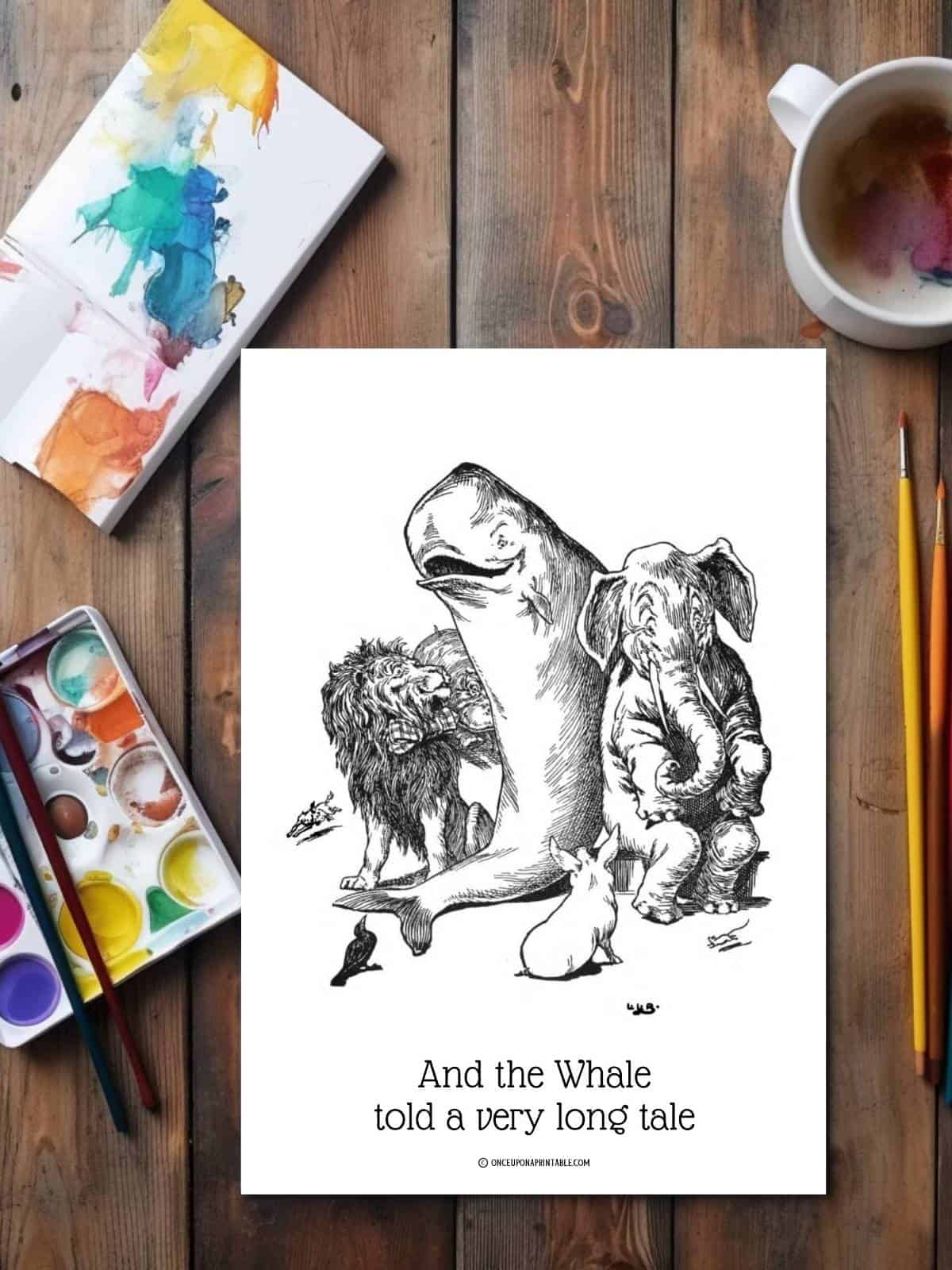 The Whale told a very long tale, Johnny Crow's Garden illustration by L. Leslie Brooke.