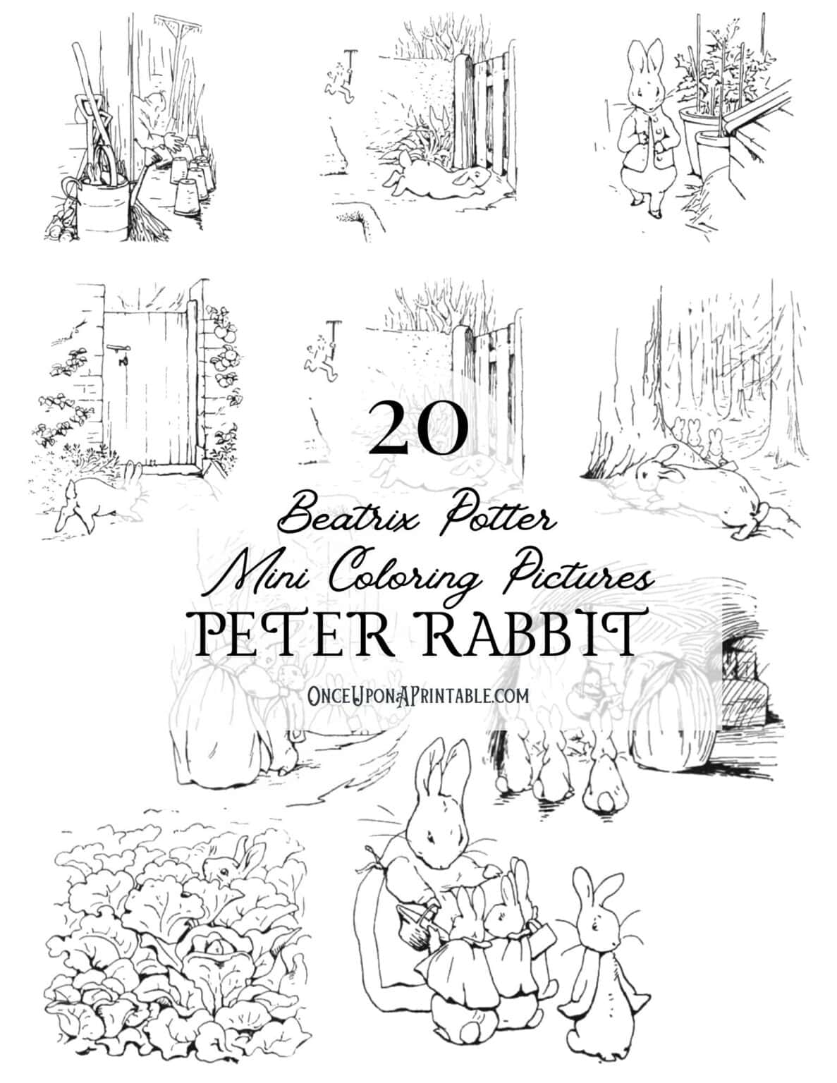 Classic Peter Rabbit Mini Coloring Pages Free Printables - Once Upon A ...