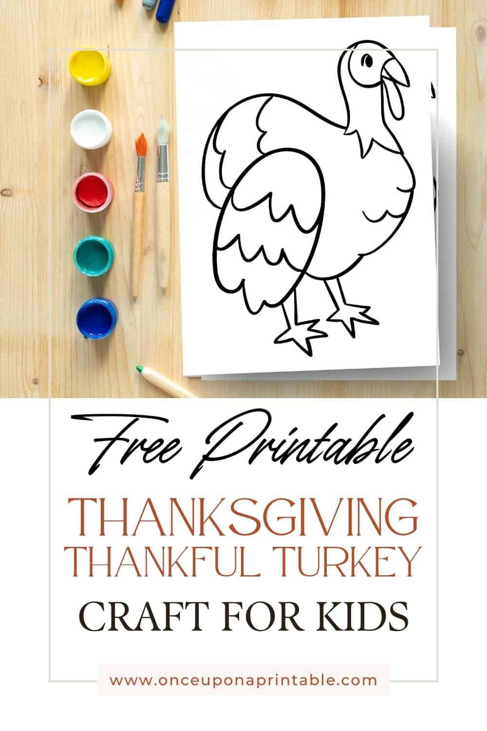 Thanksgiving Thankful turkey craft for kids kindergarten to middle school, color vintage version and coloring pages with feathers to match.