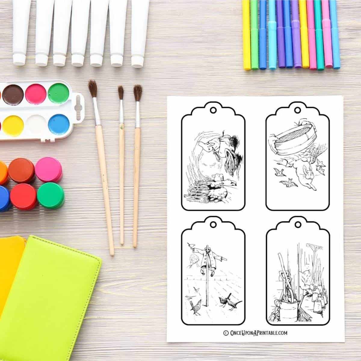 Vintage Peter Rabbit watercolor gift tag templates free to print,.