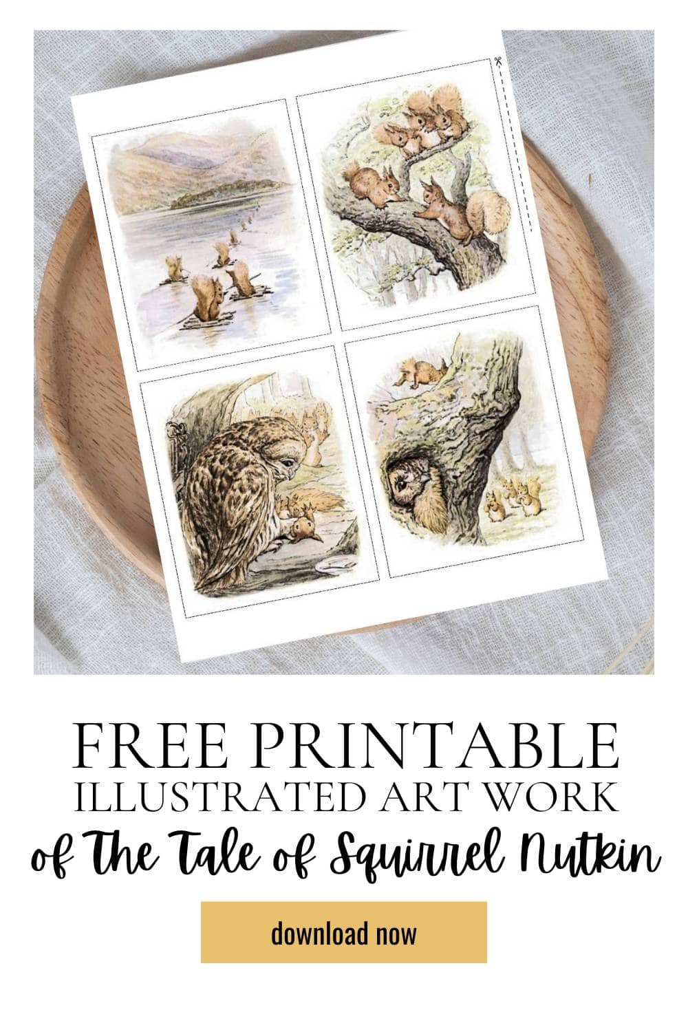 The illustrated art work of the tale of squirrel nutkin by beatrix potter. 