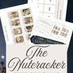 Nutcracker free printable story sequencing game printables with vintage-style watercolor graphics from the Nutcracker.