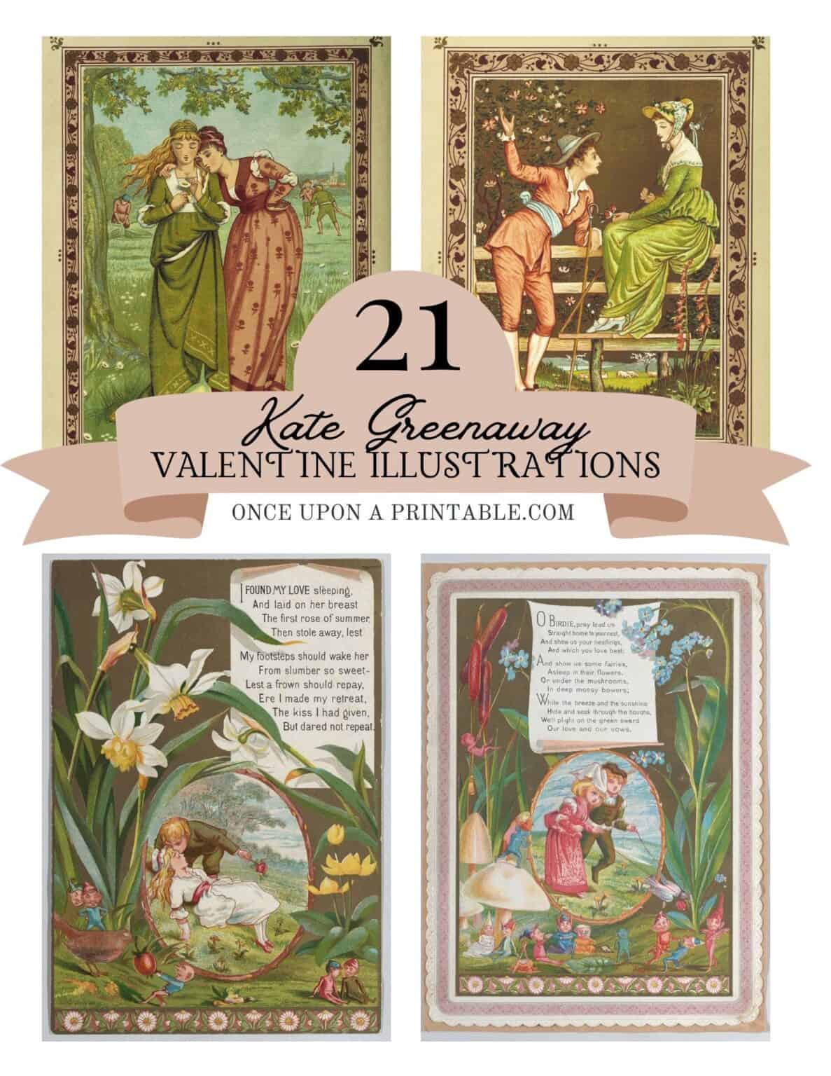 Kate Greenaway's Valentine's Day Cards Free Printable - Once Upon A ...