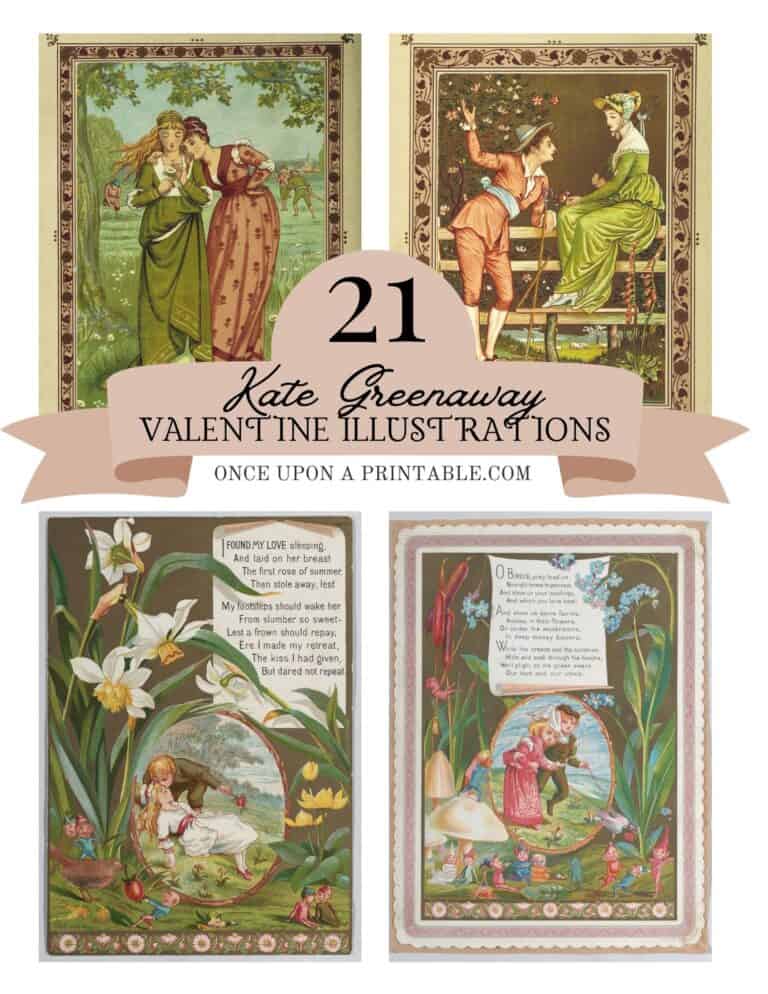 Kate Greenaway's Valentine's Day Cards Free Printable - Once Upon A ...