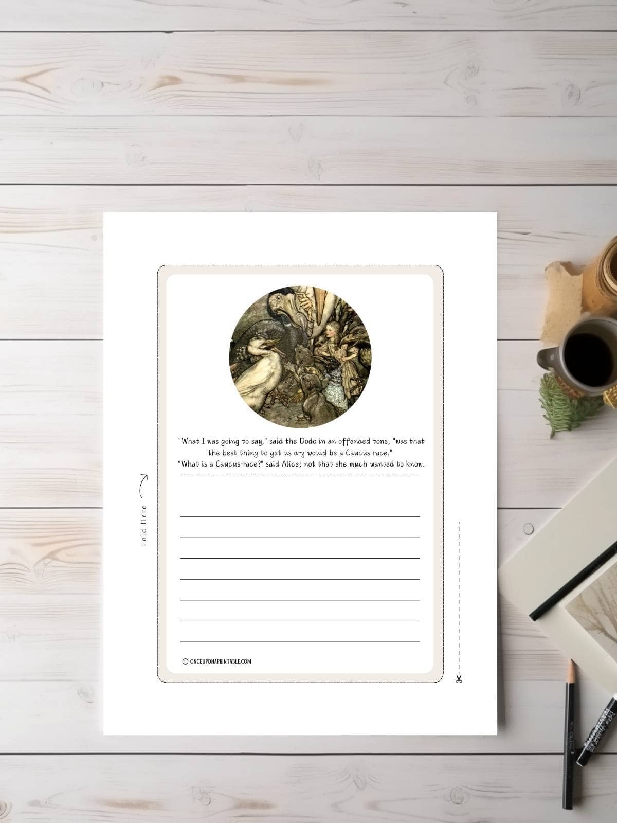 Stationary with Alice's Adventures in Wonderland illustrations by Arthur Rackham.