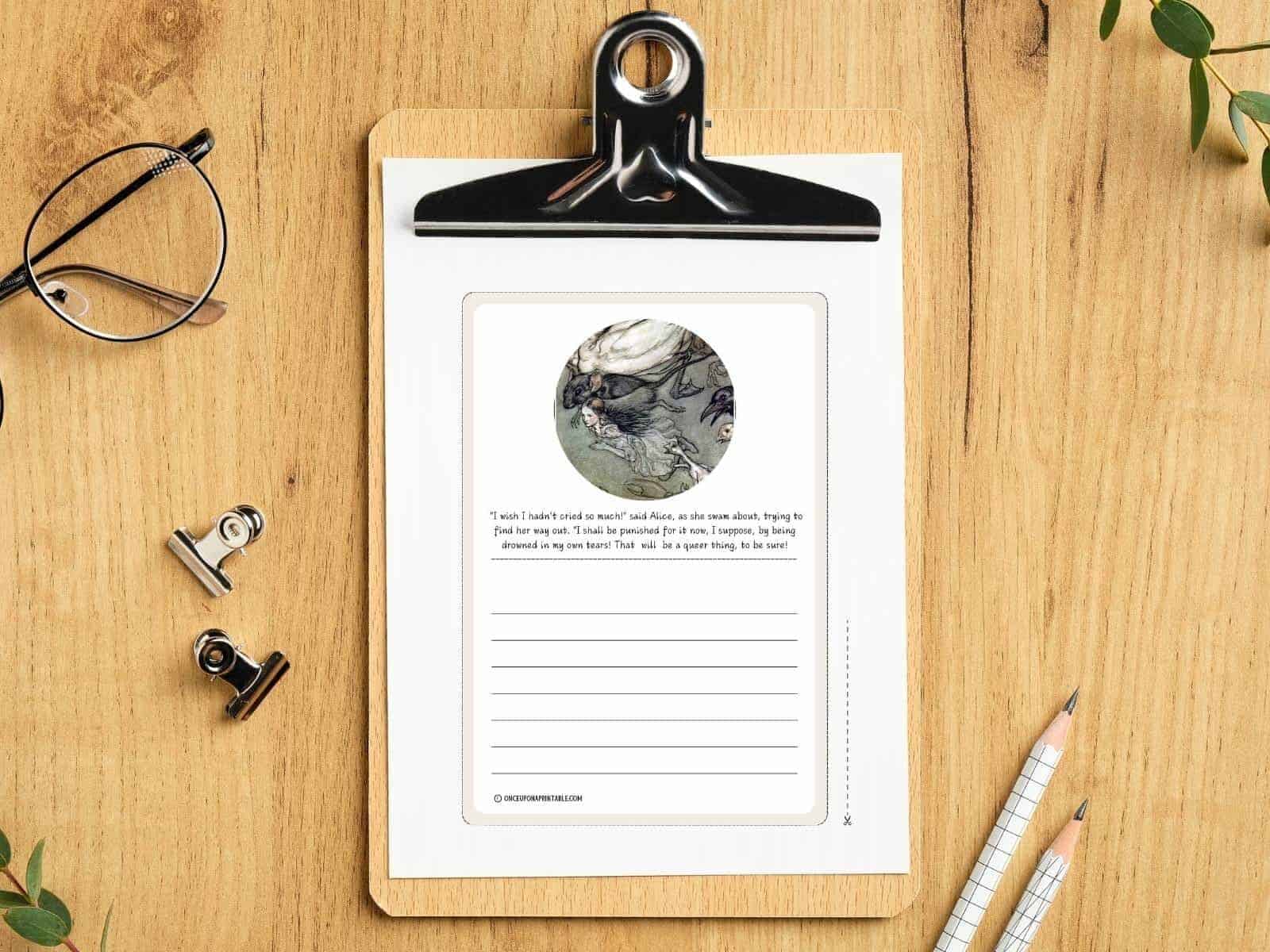 Stationary with Alice's Adventures in Wonderland illustrations by Arthur Rackham.