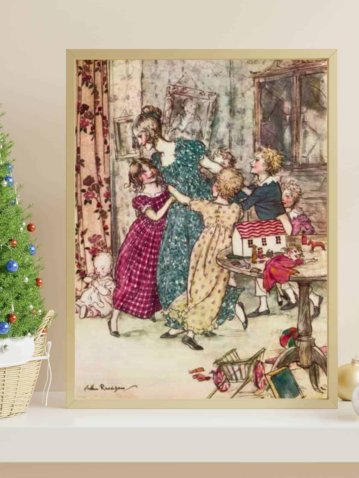 The "could have been" of Belle and Ebenezer's children, an original illustration by Arthur Rackham from "A Christmas Carol".