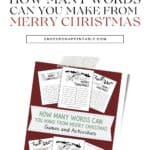 How many words can you make from Merry Christmas? Free printable activities for kids with illustrations by Arthur Rackham.