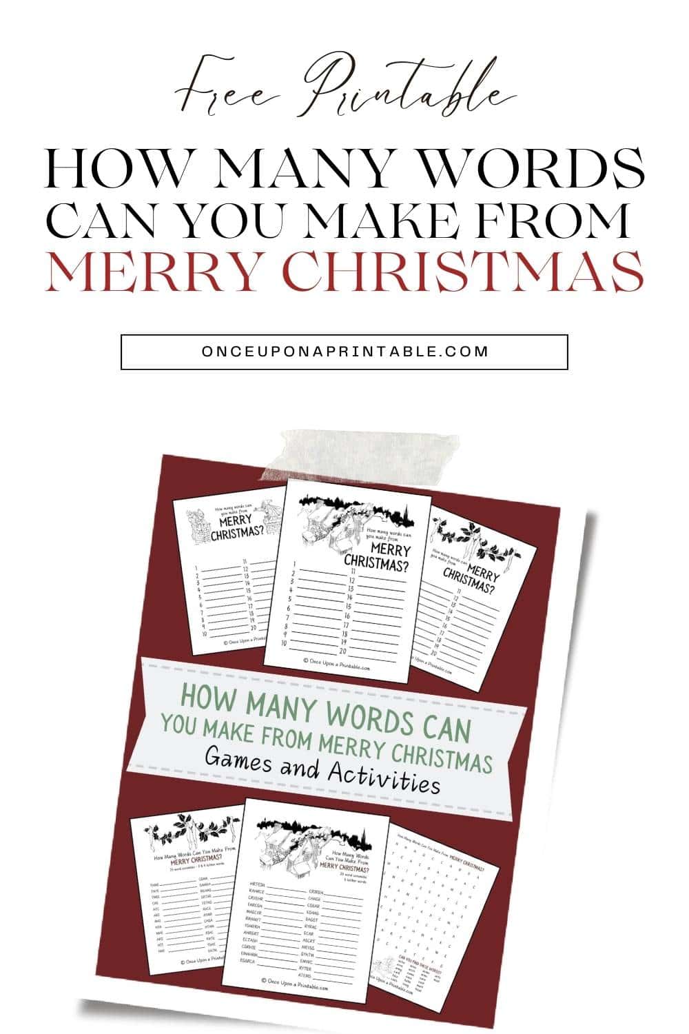 How many words can you make from Merry Christmas? Free printable activities for kids with illustrations by Arthur Rackham.