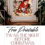 Twas the Night before Christmas illustrations by Arthur Rackham in full color, framed and displayed on the wall.