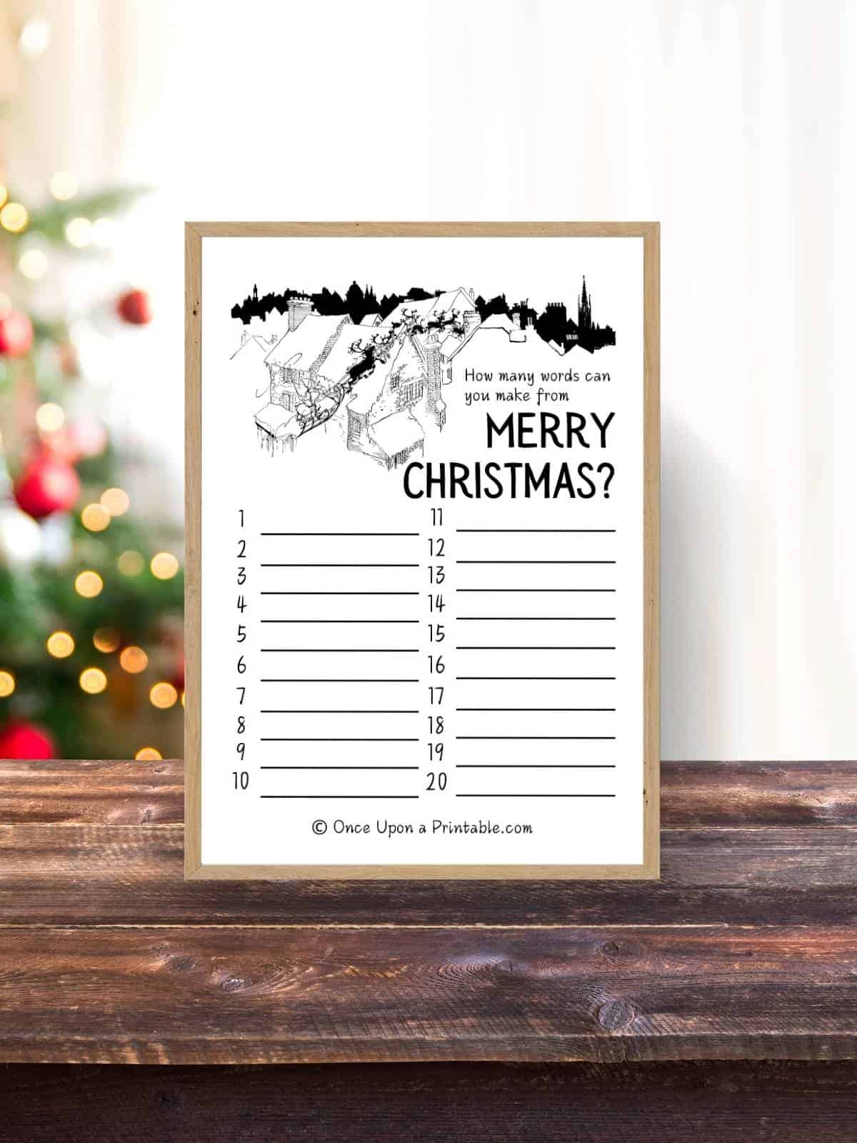 How many words can you make from Merry Christmas? Free printable activities for kids with illustrations by Arthur Rackham.