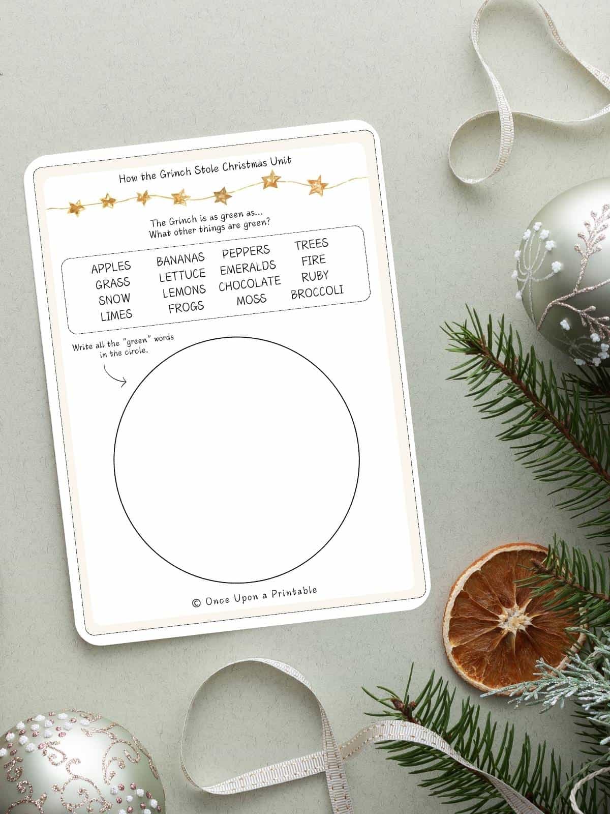 "The Grinch is as green as" fuN WORKSHEET