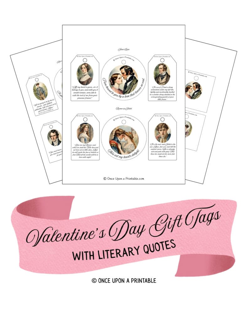 Valentine's Day literary quote gift tags.