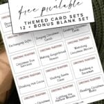 Christmas Pictionary themed card sets, plus a bonus blank set to make your own.