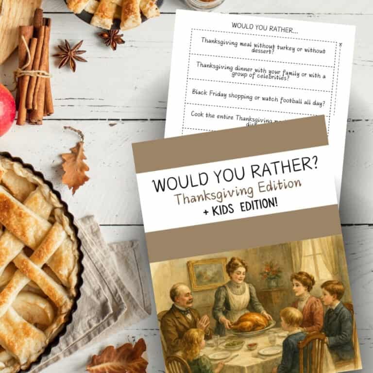 Thanksgiving would you rather printable game questions for family fun.