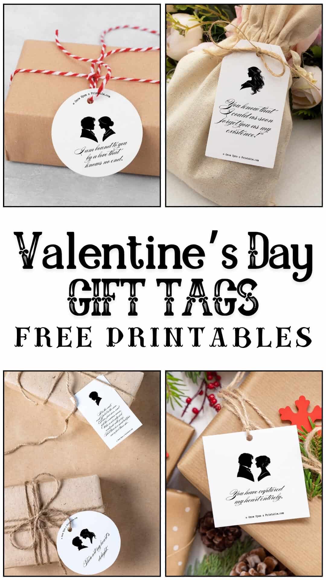 Valentine's day gift tags with classic literature quotes. 