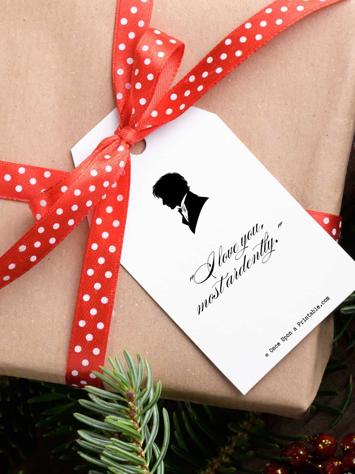 Valentine's day gift tags with quotes from Mr. Darcy.