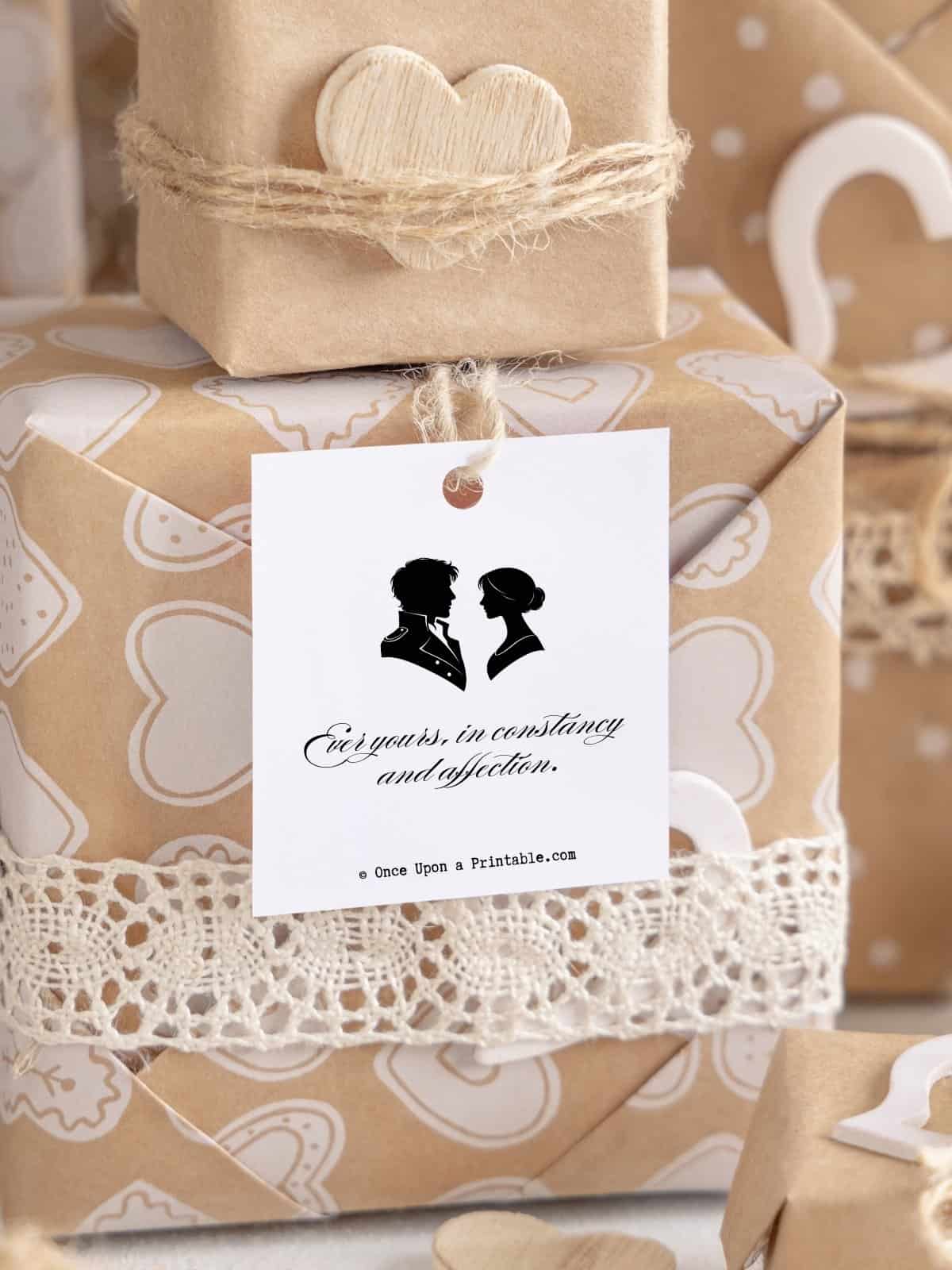 Valentine's day gift tags with quotes from Persuasion.