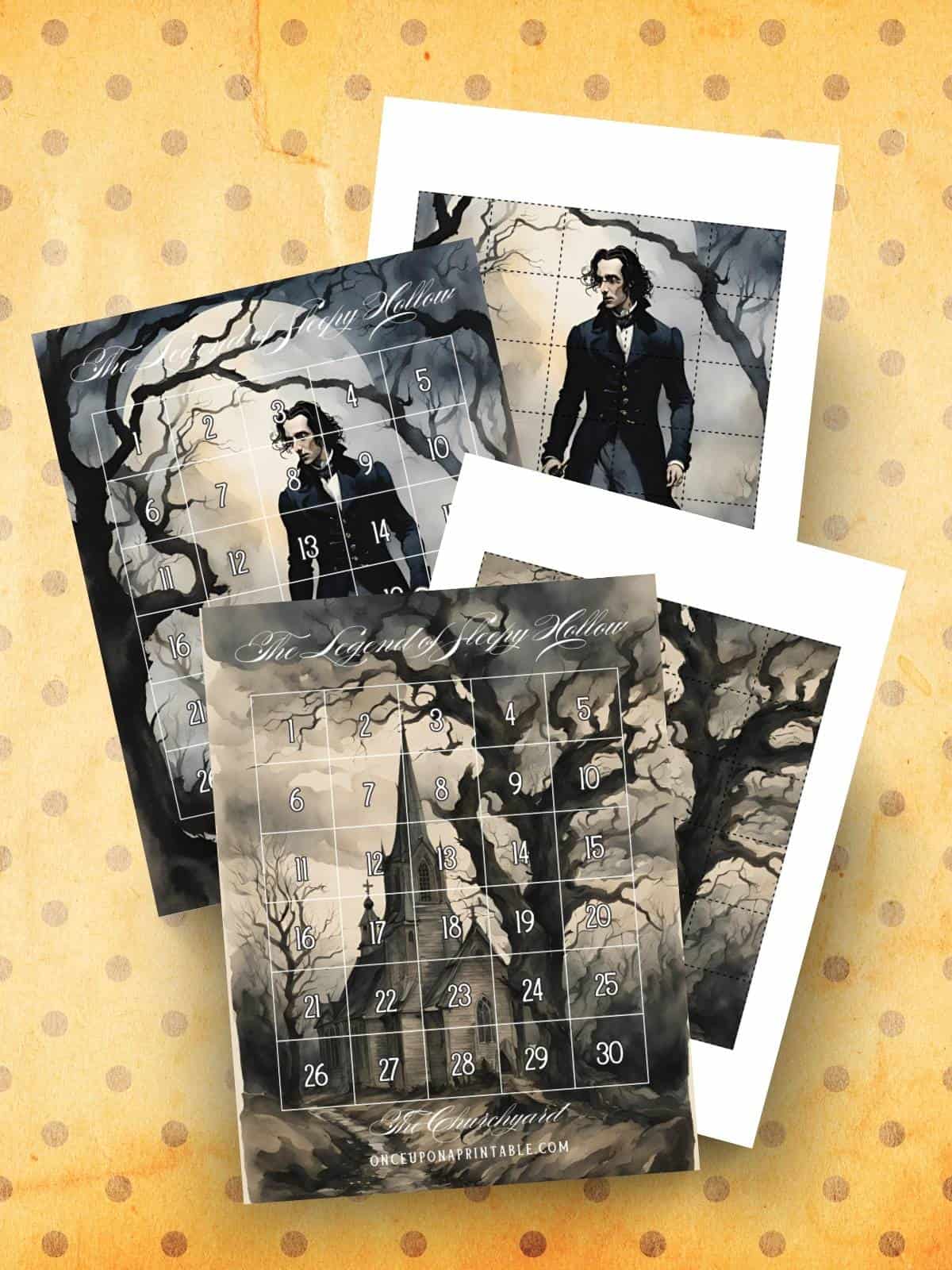 Sleepy Hollow themed Halloween countdown calendar puzzles. 