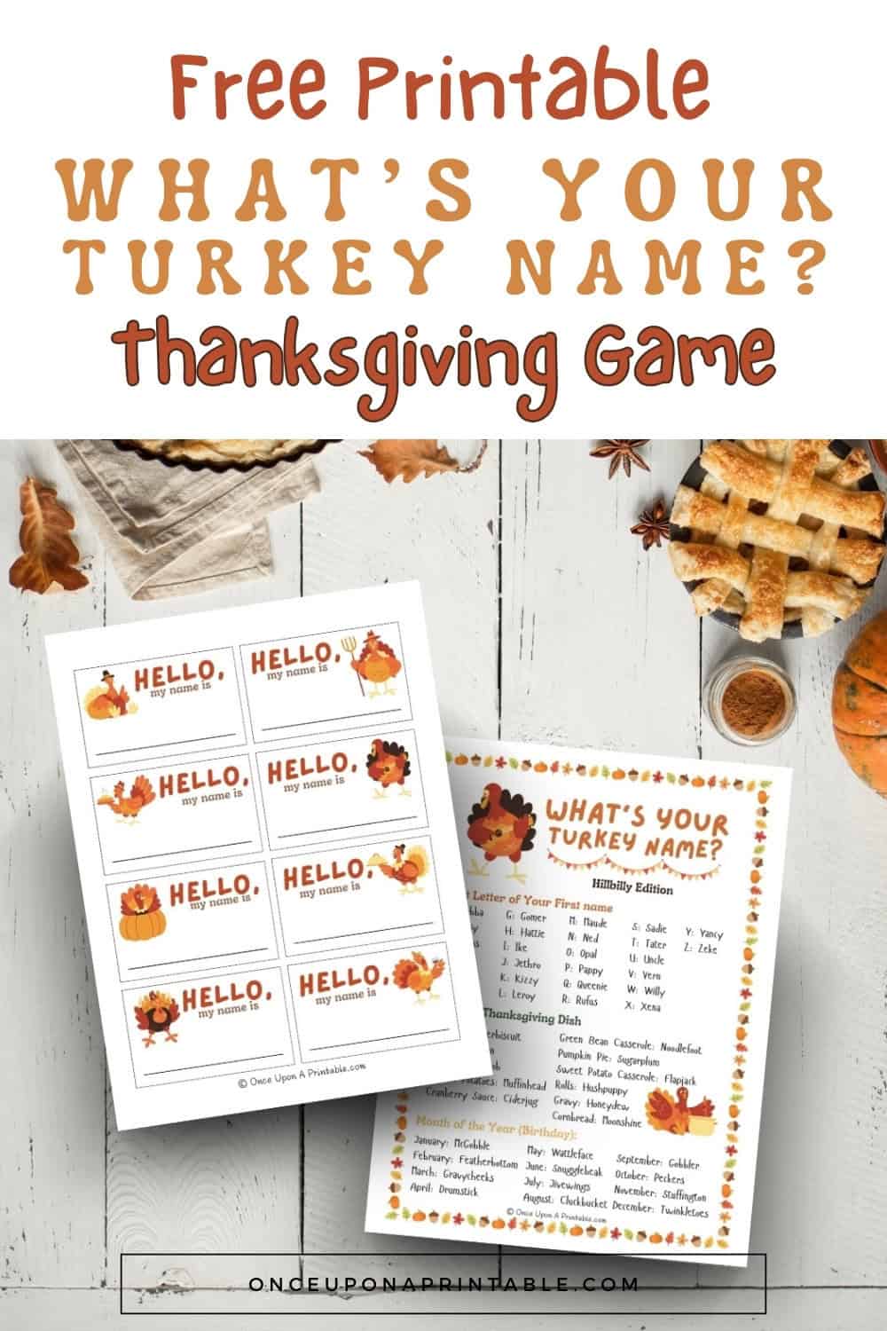 what's your turkey name?" game free printable - once upon a printable