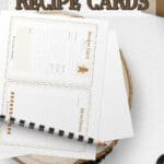 Mini gingerbread recipe cards, a half page, with whimsical colorful watercolor graphics.