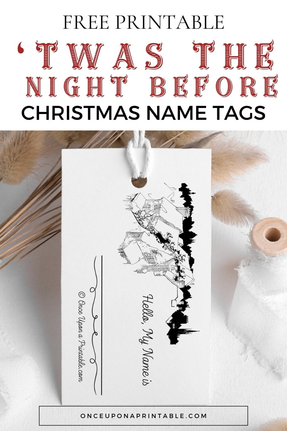 'Twas the Night Before Christmas illustrated name tags illustrated by Arthur Rackham.