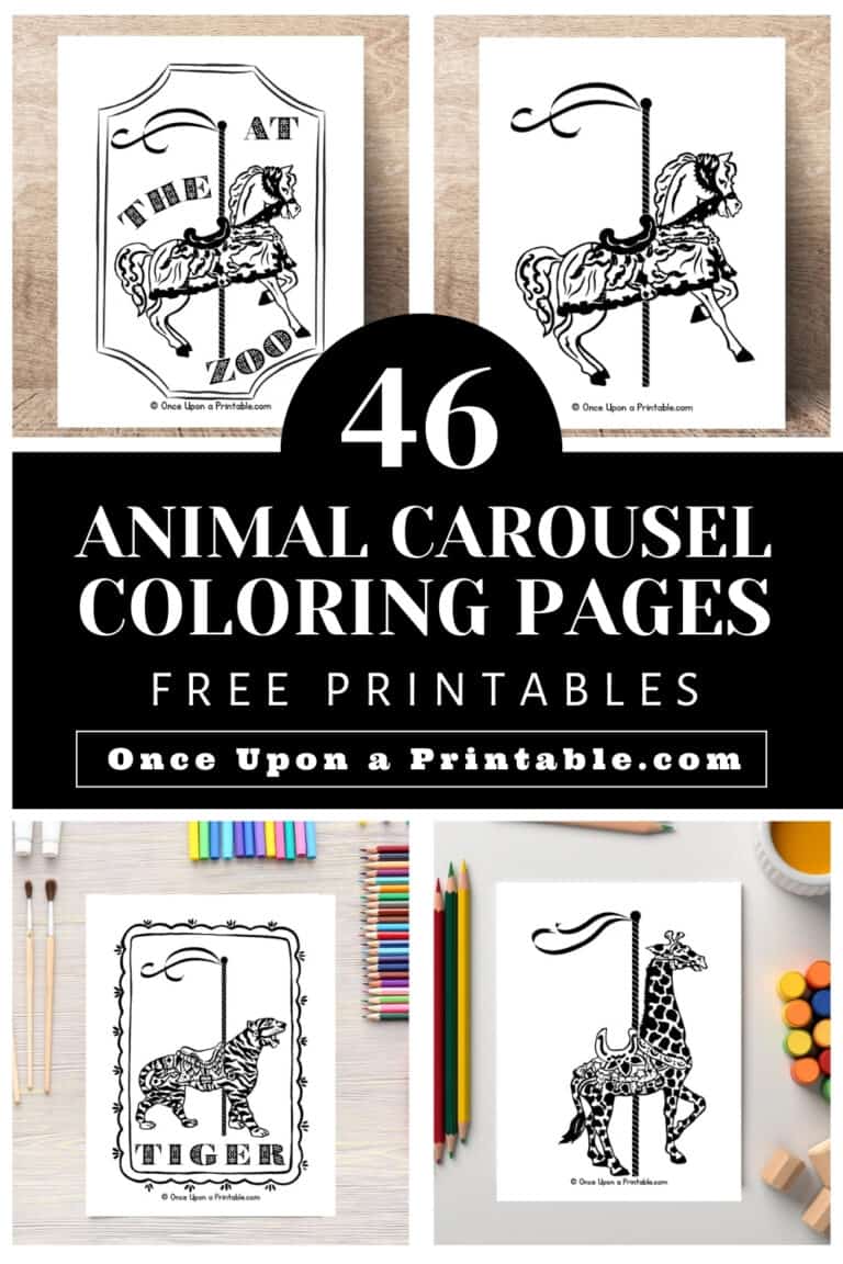 Zoo Animals Carousel Coloring Pages (Free Printables) - Once Upon a ...