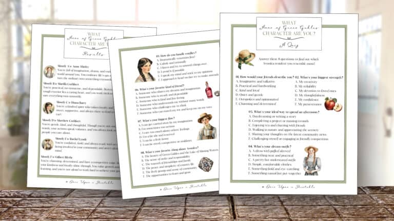 What 'Anne of Green Gables' Character Are you? (Free Printable Quiz ...