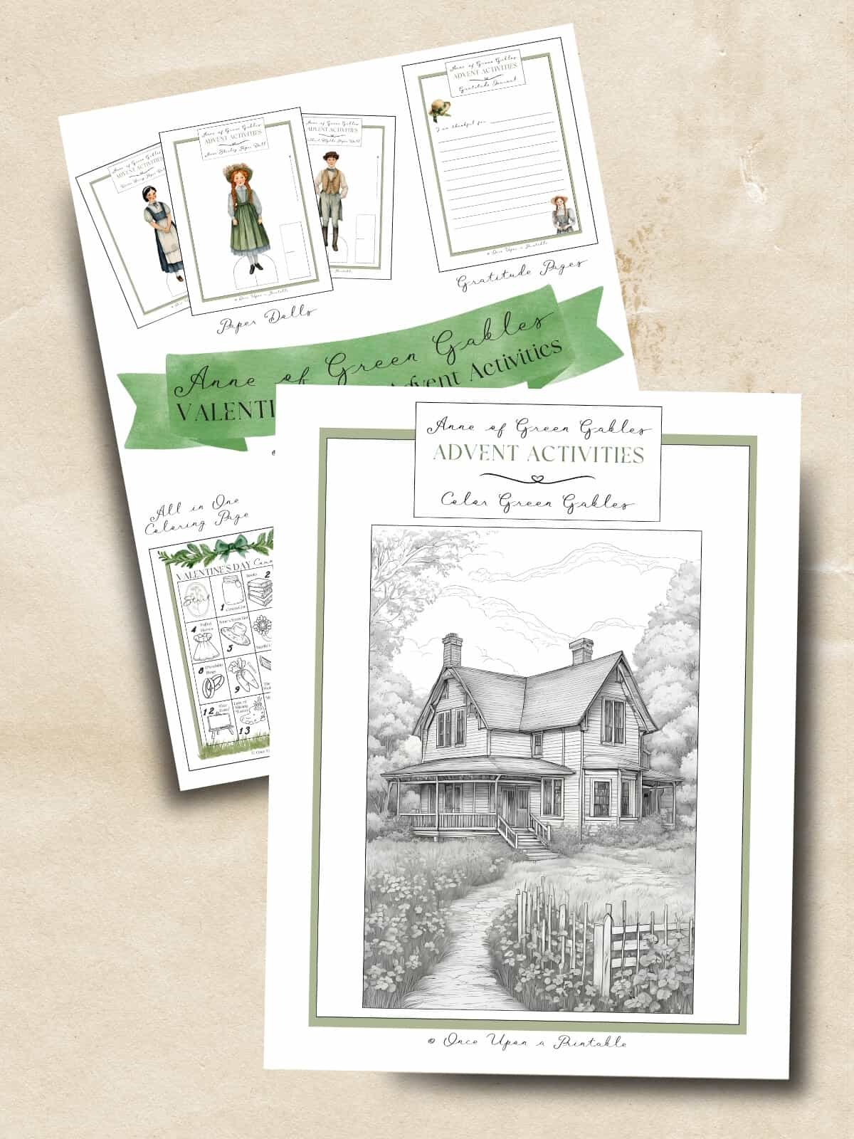 Anne of Green Gables color green gables coloring page for valentine's advent. 