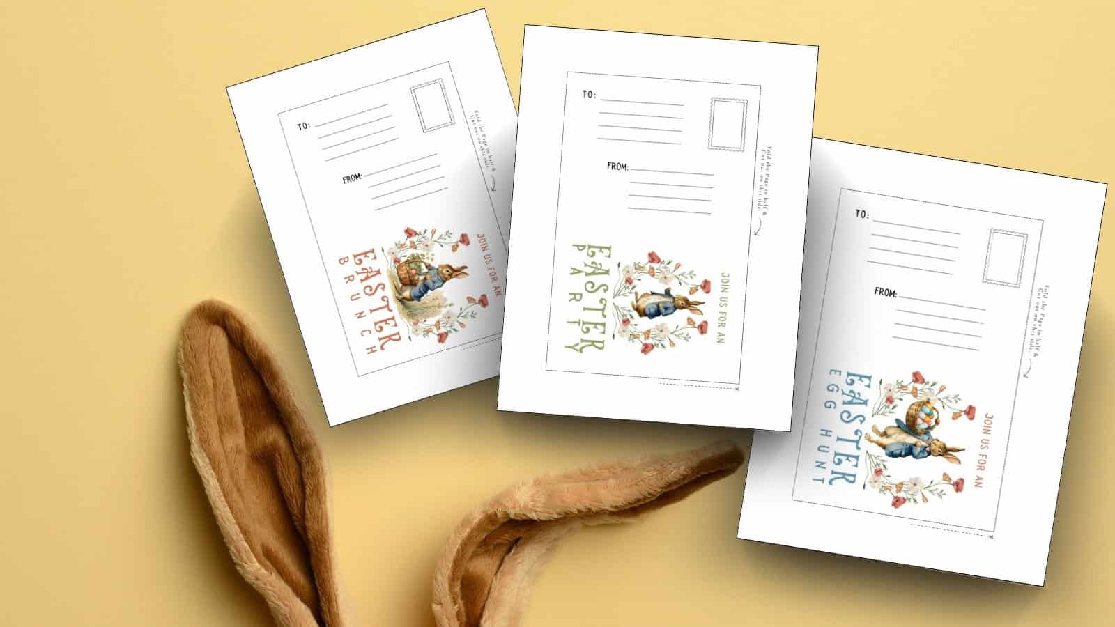 Easter invitation Cards free printable with a peter rabbit theme.