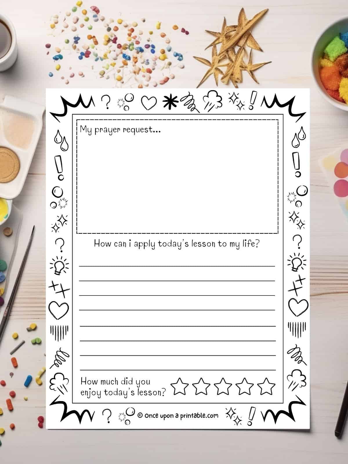 Sermon notes for kids printable coloring page with prompts to keep kids engaged.