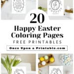 Happy Easter coloring pages with whimsical bunnies, ducks, and eggs!