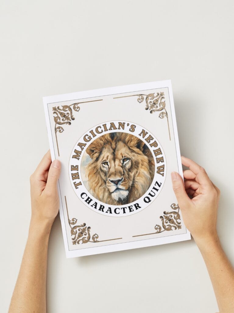 Aslan's character, the lion's face, the front of the Magician's nephew character quiz. 