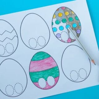 Colorful easter egg finger puppet printable.