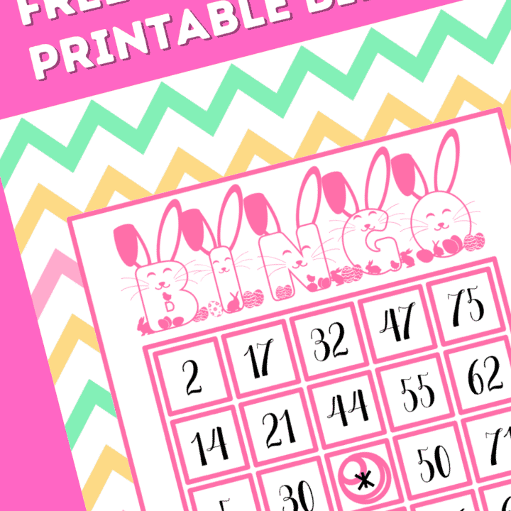 Bright pink Easter bingo card printable.