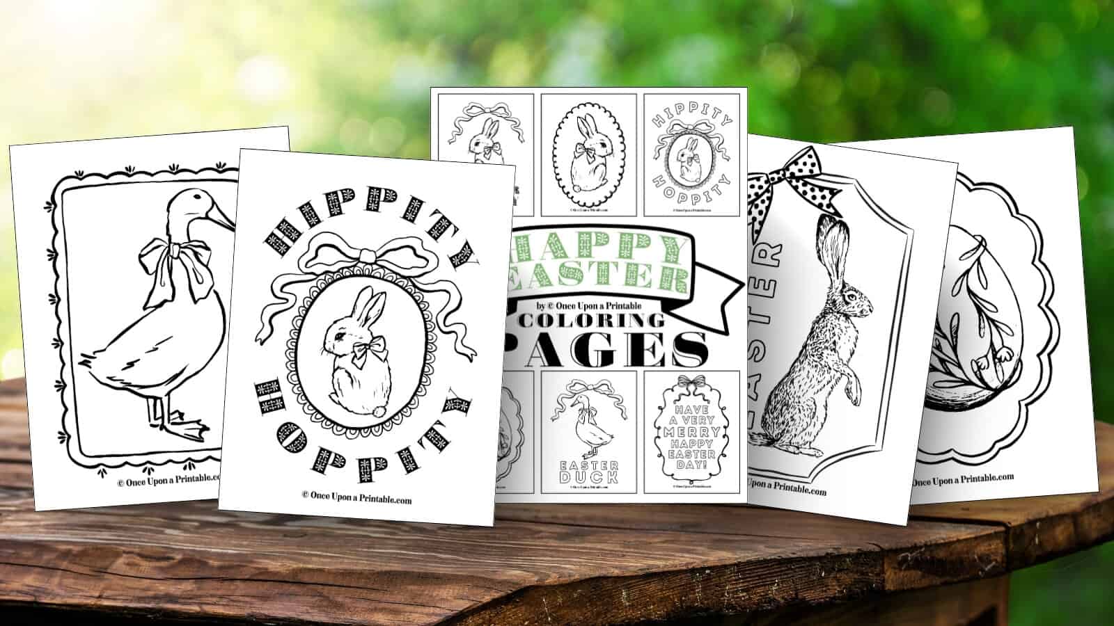 Happy Easter coloring pages collection with adorable Easter bunnies, ducks, and even an Easter hare!