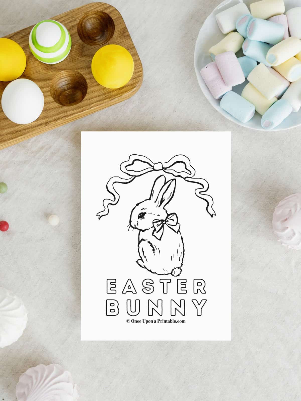 Little adorable easter bunny coloring page.