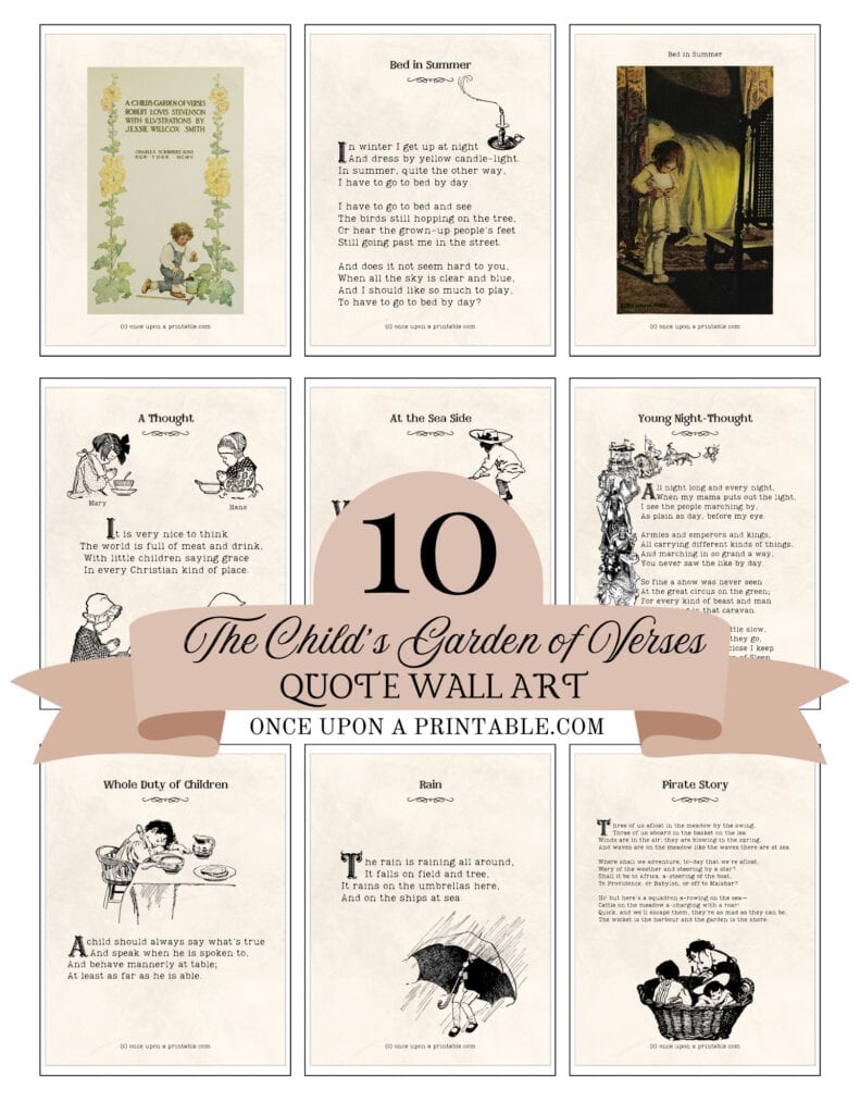 The Child's Garden of Verses art print poetry collection.