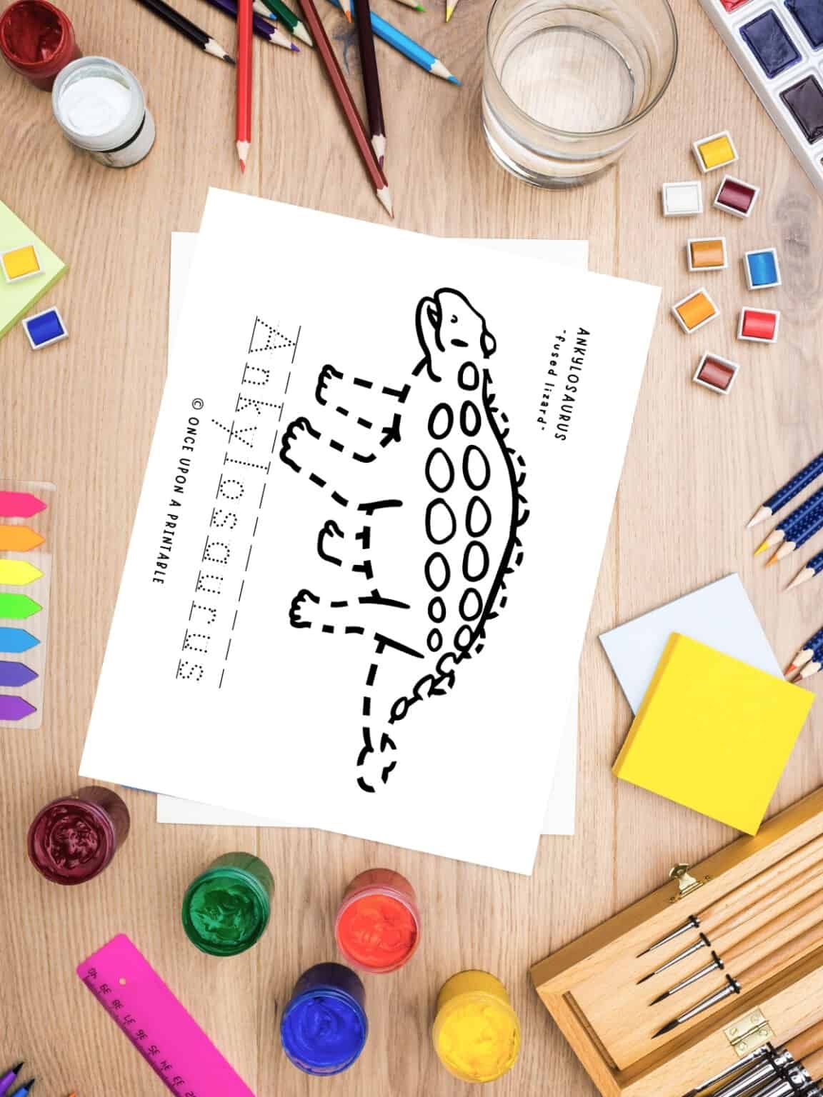 Dinosaur Tracing Coloring Pages (Free Printable) - Once Upon a Printable